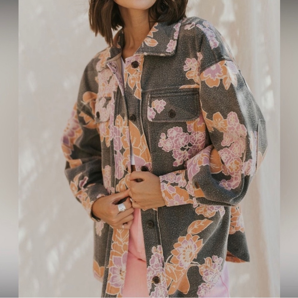 Free People Floral Ruby Shacket Jacket